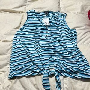 Navy teal lavender light blue sleeveless buttoned/tied shirt